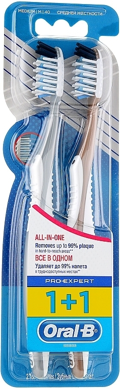 Toothbrush Set "Extra Clean. All in One", 40 medium, grey + brown - Oral-B Pro Expert CrossAction All in One — photo N1