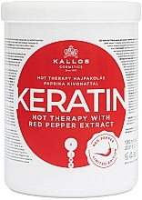 Hair Mask with Red Pepper Extract - Kallos Cosmetics Keratin Hot Therapy Hair Wrap With Keratin And Paprika Extract — photo N1