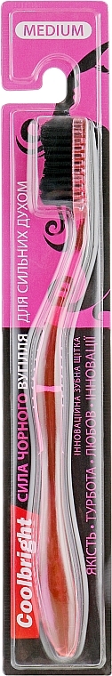 Toothbrush "Black Charcoal Power", pink - Coolbright Medium — photo N2