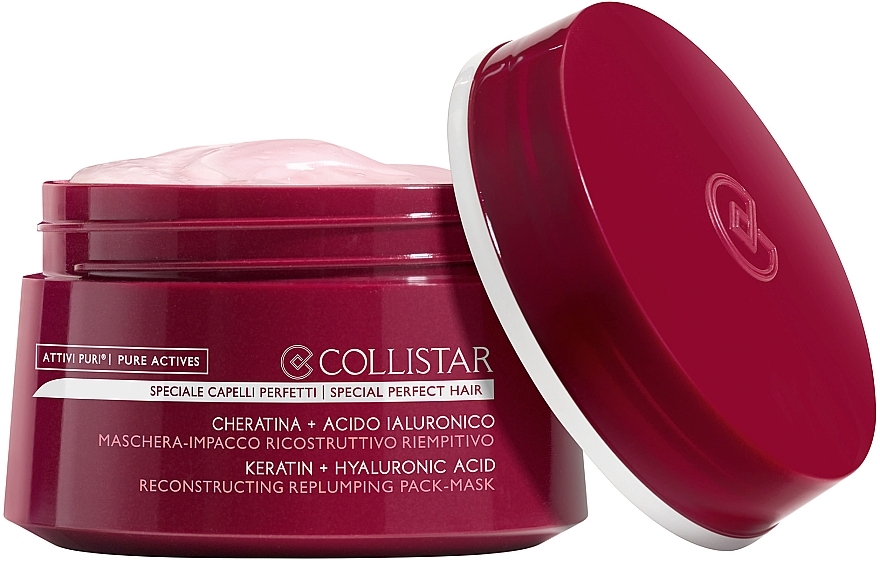 Repair Hair Mask - Collistar Pure Actives Keratin + Hyaluronic Acid Reconstructive Replumping Mask — photo N1