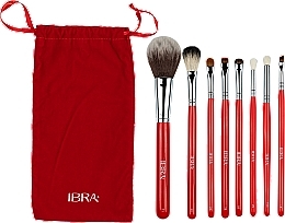Fragrances, Perfumes, Cosmetics Makeup Brush Set in Red Case, 8 pcs. - Ibra Brush Set Red