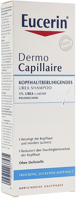 Moisturizing Shampoo for Dry & Irritated Scalp - Eucerin DermoCapillaire Calming Urea Shampoo — photo N1