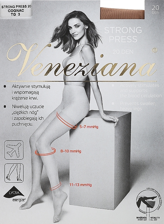 Women's Tights "Strong Press", 20 Den, cognac - Veneziana — photo N1