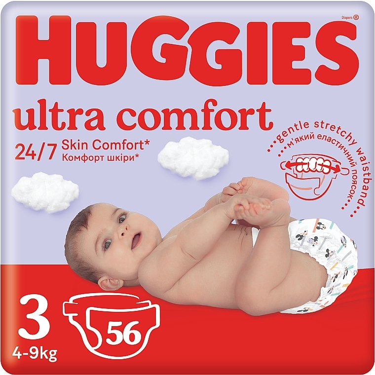 Ultra Comfort 3 Diapers, 4-9 kg, 56 pcs. - Huggies — photo N1