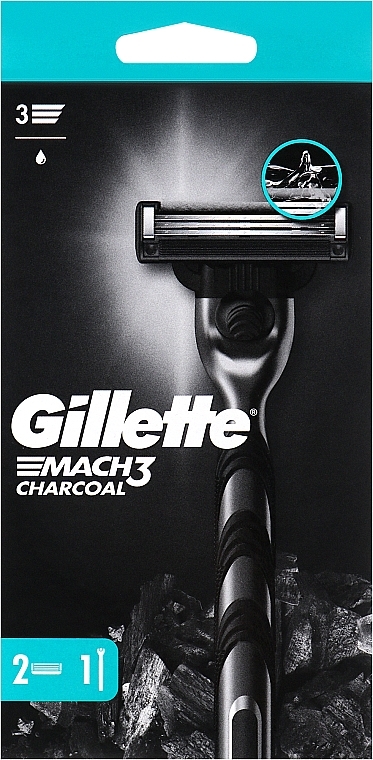 Razor with 2 Refill Cartridges - Gillette Mach3 Black — photo N1