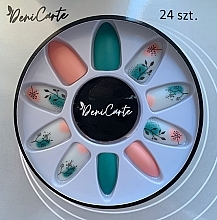 Fragrances, Perfumes, Cosmetics Fake Nails with Flower Design, 24 pcs. - Deni Carte 3315