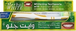 Fragrances, Perfumes, Cosmetics Set "Medicinal Herbs" with white & yellow toothbrush - White Glo Herbal White (t/paste/100ml + t/brush/1)