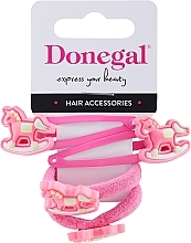 Fragrances, Perfumes, Cosmetics Hair Clip & Tie Set, FA-5663+1, pink with horses - Donegal