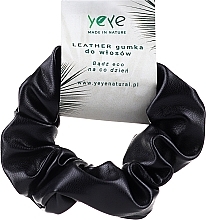 Leather Scrunchie 10.5 x 3.5 cm, black - Yeye Leather Scrunchie — photo N1