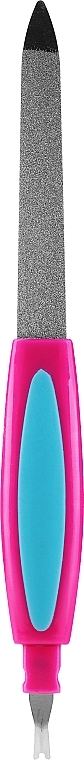 Metal Nail File with Cuticle Trimmer, 77784, pink-blue - Top Choice — photo N1
