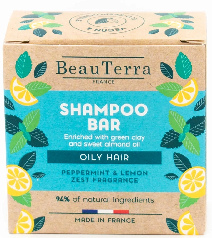 Mint & Lemon Solid Shampoo - BeauTerra Solid Shampoo For Oily Hair — photo N4