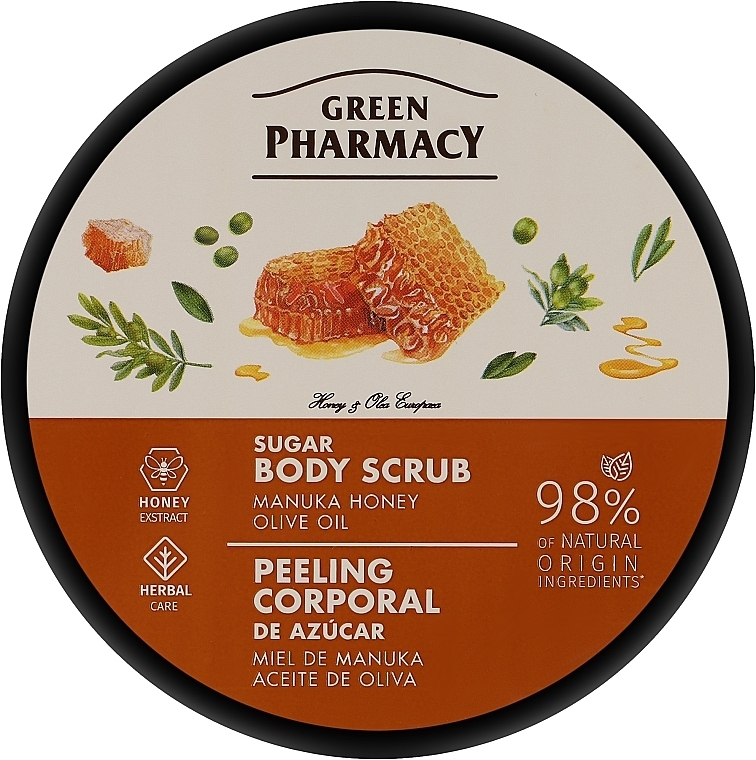 Manuka Honey & Olive Oil Sugar Body Scrub - Zelenaya Apteka — photo N1