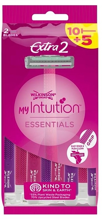 Disposable Razor, 15 pcs - Wilkinson Sword My Intuition Essentials Extra 2 — photo N1