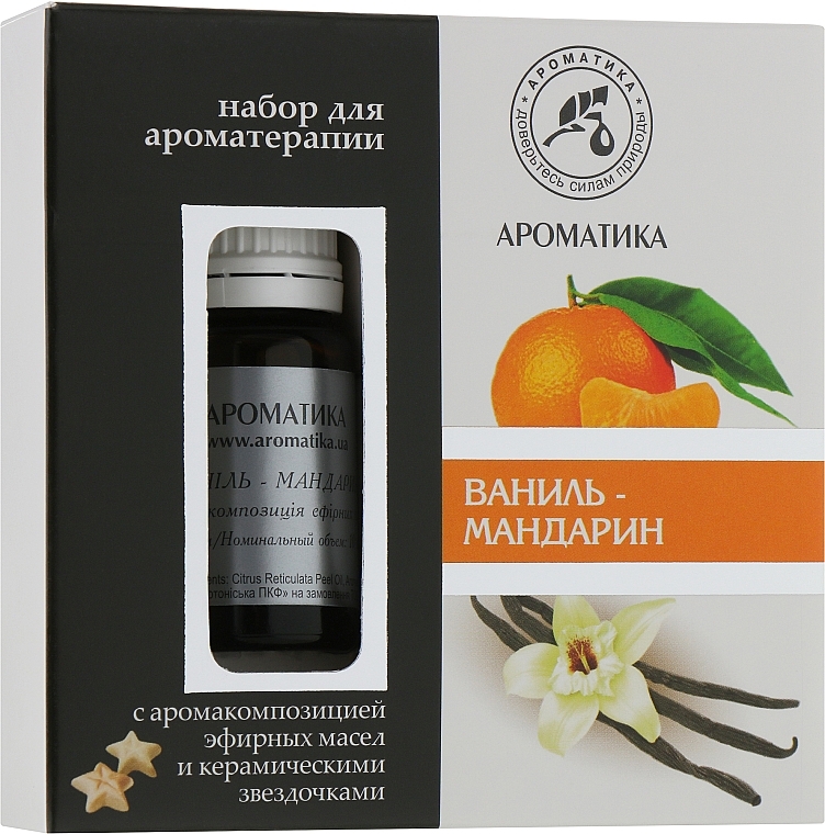 Aroma Therapy Set "Vanilla & Tangerine" - Aromatika (oil/10ml + accessories/5pcs) — photo N1