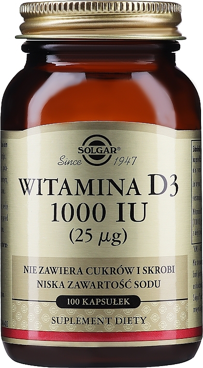 Vitamin D Dietary Supplement - Solgar Vitamin D3 1000 IU Cholekacyferol — photo N1