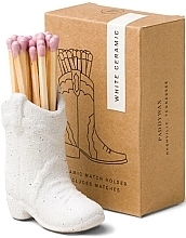 Matchstick case with filling, white - Paddywax Nashville Ceramic Boot Match Holder White — photo N1