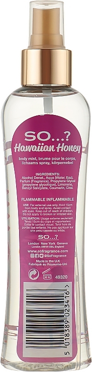 Body Spray - So…? Hawaiian Honey Body Mist — photo N4