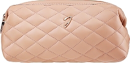 Fragrances, Perfumes, Cosmetics Quilted Makeup Bag, A6129VT CUO, brown - Janeke Small quilted pouch, leather color