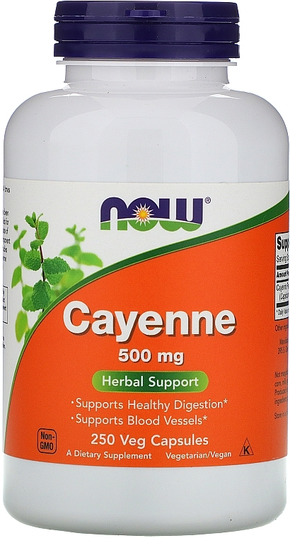 Dietary Supplement, 500mg, 250 capsules - Now Foods Cayenne — photo N9