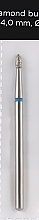 Diamond Nail File Drill Bit, bullet, L-4 mm, 1.8 mm, blue - Head The Beauty Tools — photo N1