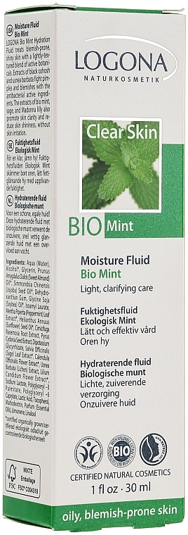 Moisturizing Cream Fluid for Problem Skin - Logona Facial Care Moisture Fluid Organic Mint — photo N1