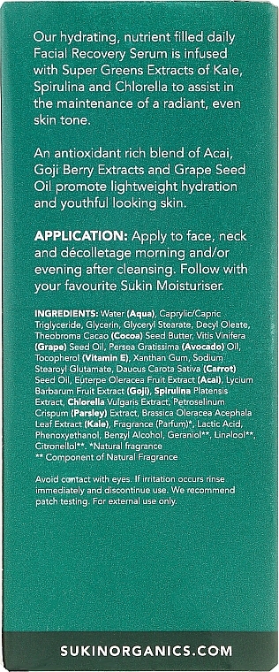 Regenerating Facial Serum - Sukin Super Greens Facial Recovery Serum — photo N3