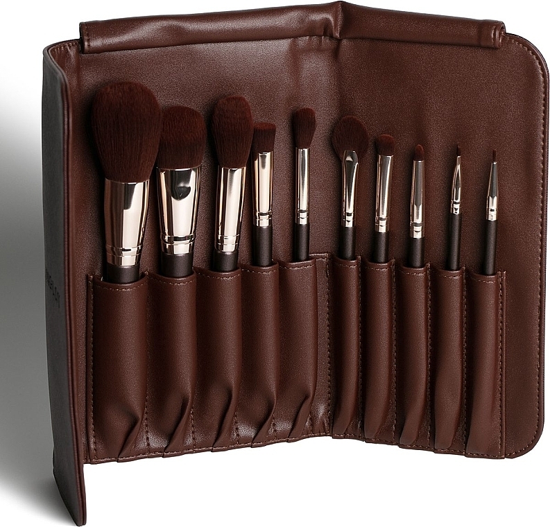 Makeup Brush Set, 10 pcs, in chocolate case - Inglot Make-up Brush Set Chocolate Case — photo N4