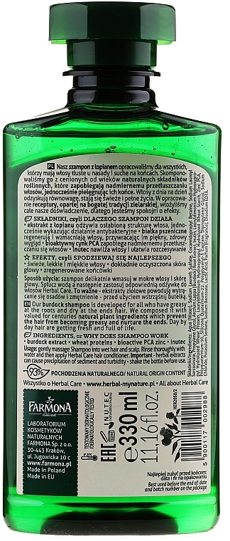 Hair Shampoo "Burdock" - Farmona Herbal Care Shampoo — photo N9