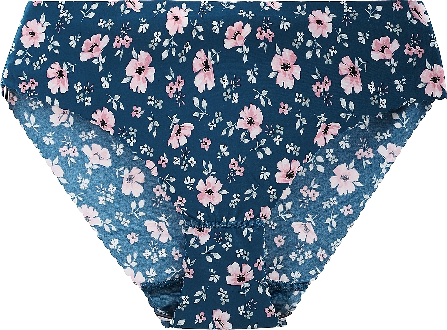 Lace Bikini Panties, flower print, no show, blue - Moraj — photo N1