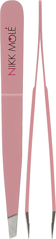 Tweezers Set, 2 pcs, pink, in case - Nikk Mole  — photo N3