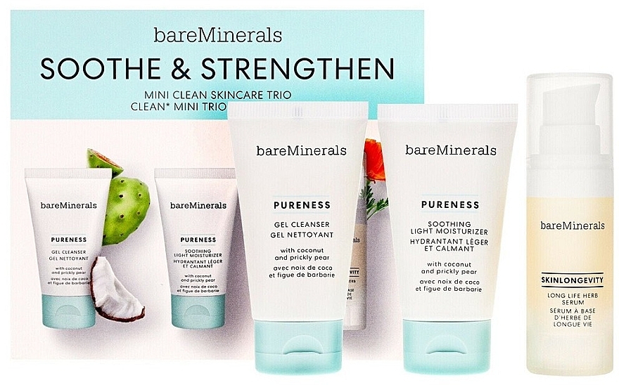 Set - Bare Minerals Soothe & Strengthen Gift Set (f/clean/30ml + f/cr/50g + f/ser/15ml) — photo N2