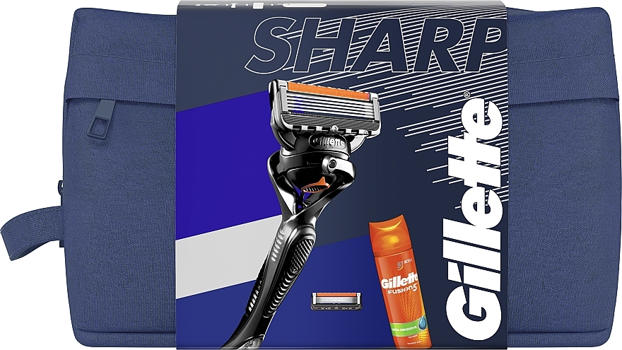 Set - Gillette Fusion 5 ProGlide Sharp (gel/200ml + razor + blade/1pcs + bag) — photo N1