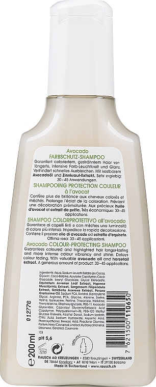 Avocado Hair Color Protection Shampoo - Rausch Avocado Color Protecting Shampoo — photo N6