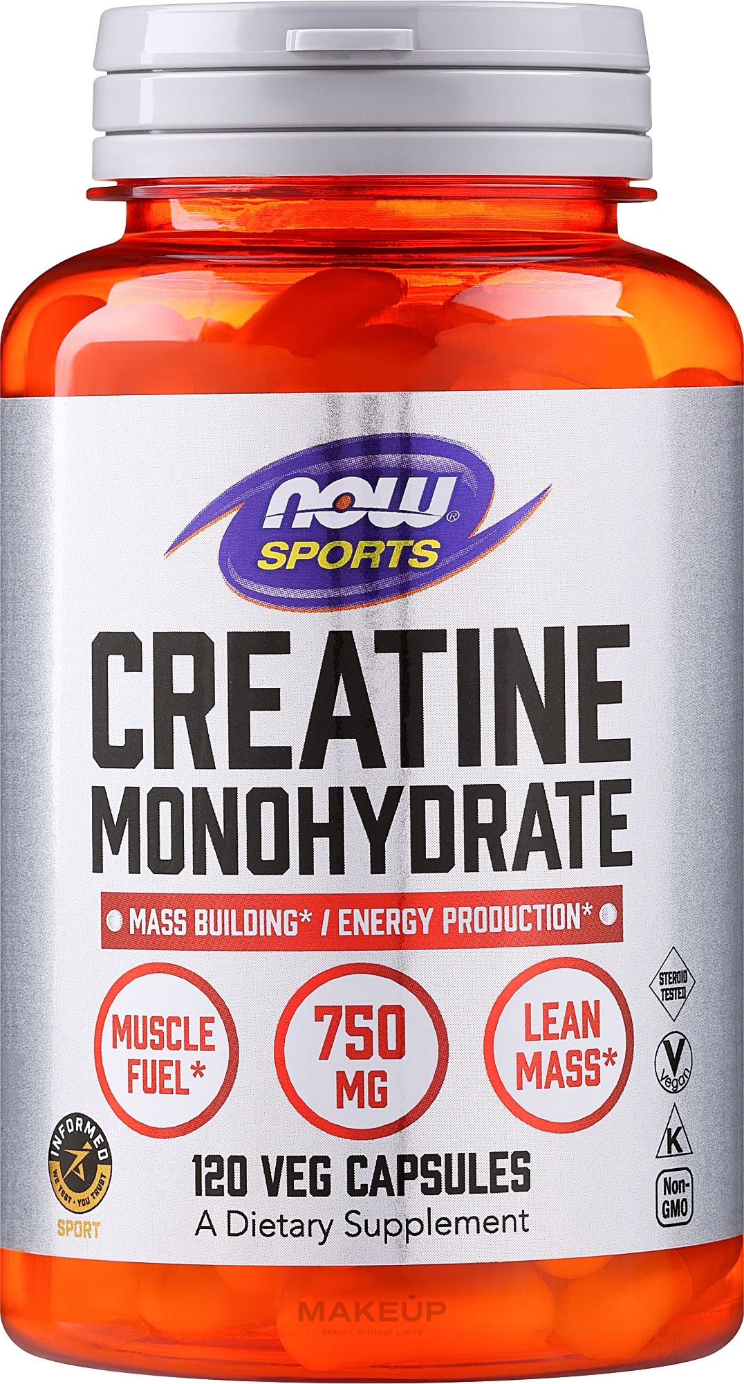 Creatine Monohydrate, 750mg, 120 veg capsules - Now Foods Creatine Monohydrate — photo 120 ЊВ.