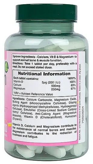 Food Supplement 'Bone Health' - Holland & Barrett Calcium Magnesium & Vitamin D — photo N2