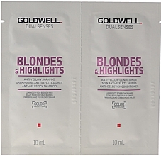 Fragrances, Perfumes, Cosmetics Set - Goldwell Blondes&Highlights Anti-Yellow Set (shm/10ml + cond/10ml)