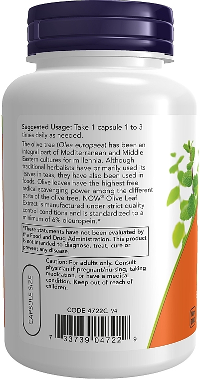 Olive Leaf Extract, 500mg - Now Foods Olive Leaf Extract — photo N2
