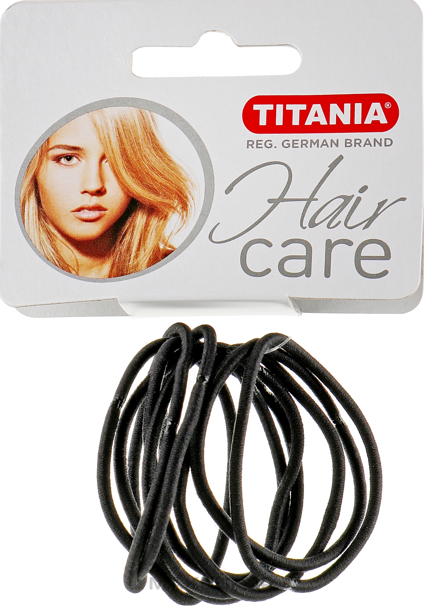 Elastic Hair Ties, 9pcs, black, 2mm - Titania — photo 9 szt.