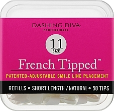 Fragrances, Perfumes, Cosmetics Natural Short Tips 'French' - Dashing Diva French Tipped Short Natural 50 Tips (Size 11)