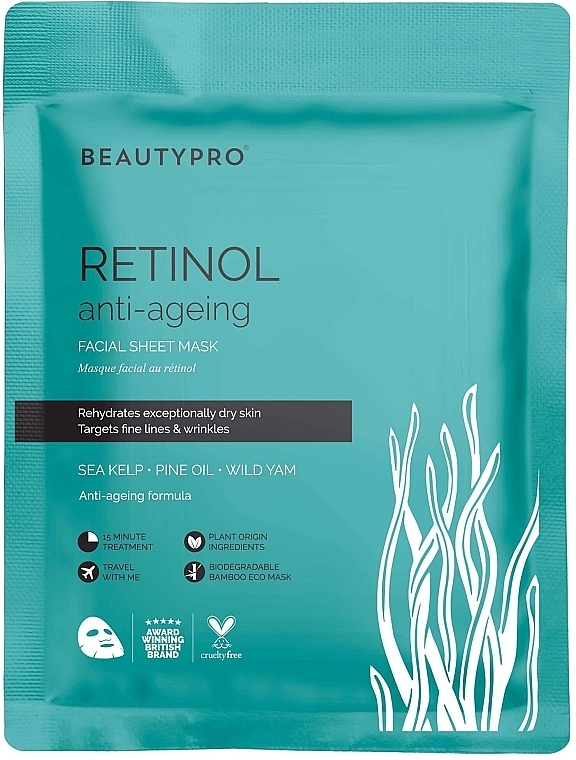 Retinol Sheet Mask - BeautyPro Retinol Anti-Ageing Sheet Mask — photo N1