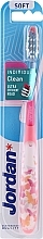 Fragrances, Perfumes, Cosmetics Toothbrush with Protective Cap, soft, pink with butterflies - Jordan Individual Clean Soft