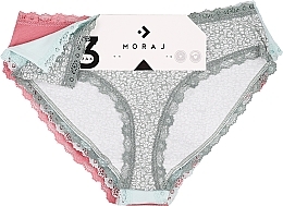 Women Cotton Panties, floral pattern with lace, 3 pcs. - Moraj — photo N1