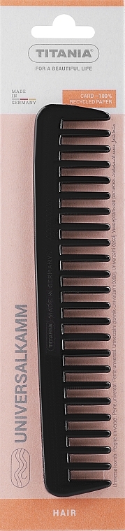 Plastic Comb 18.5 cm, black - Titania — photo N1