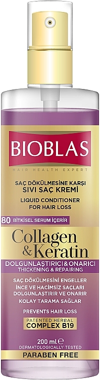 Conditioner Spray for Thin & Damaged Hair - Bioblas Collagen And Keratin Conditioner Spray — photo N1