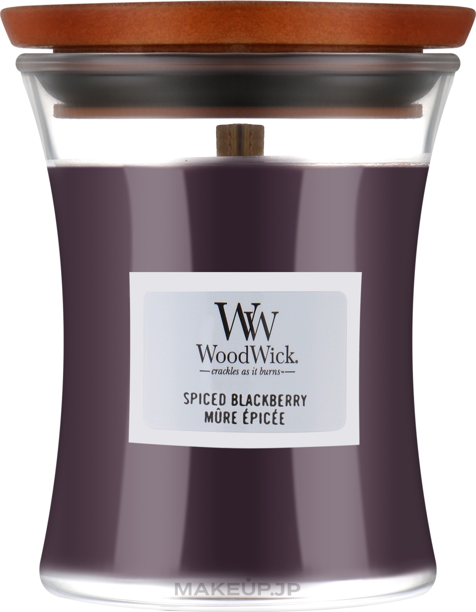 Scented Candle in Glass - WoodWick Hourglass Candle Spiced Blackberry — photo 275 g