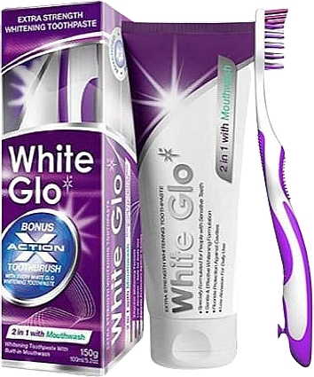 Set - White Glo (toothpaste/100ml + toothbrush) — photo N1