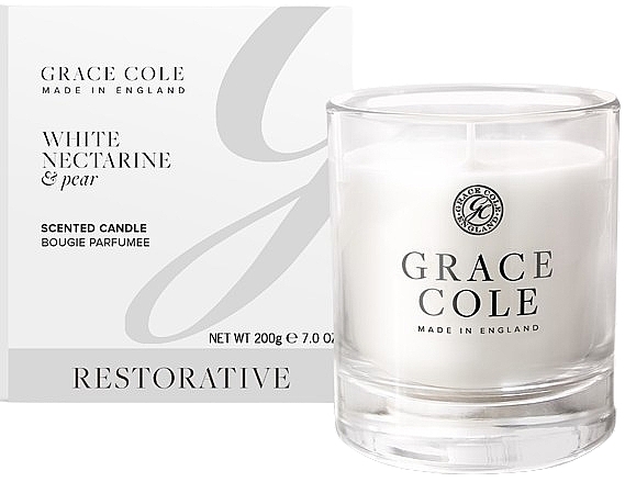 グラスに入った香りのキャンドル - Grace Cole White Nectarine & Pear Scented Candle — photo N1