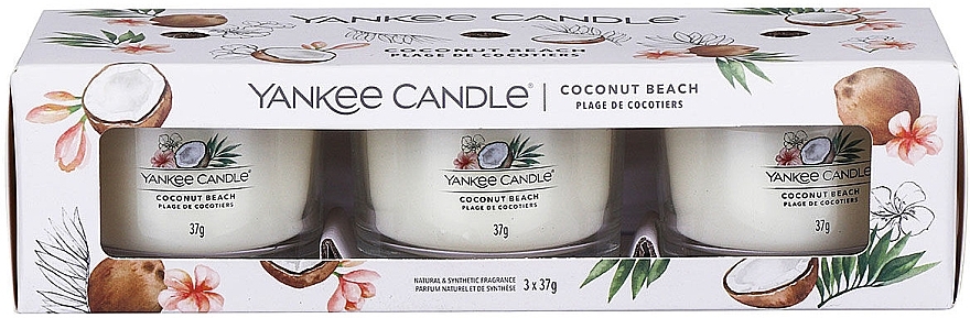 Scented Candle Set "Coconut Beach" - Yankee Candle Coconut Beach (candle/3x37g) — photo N1