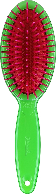 Oval Hair Brush, pneumatic, small, green - Janeke Small Oval Pneumatic Hair Brush — photo N1