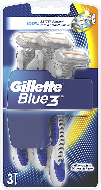 Disposable Shaving Razor Set, 3 pcs - Gillette Blue 3 — photo N1